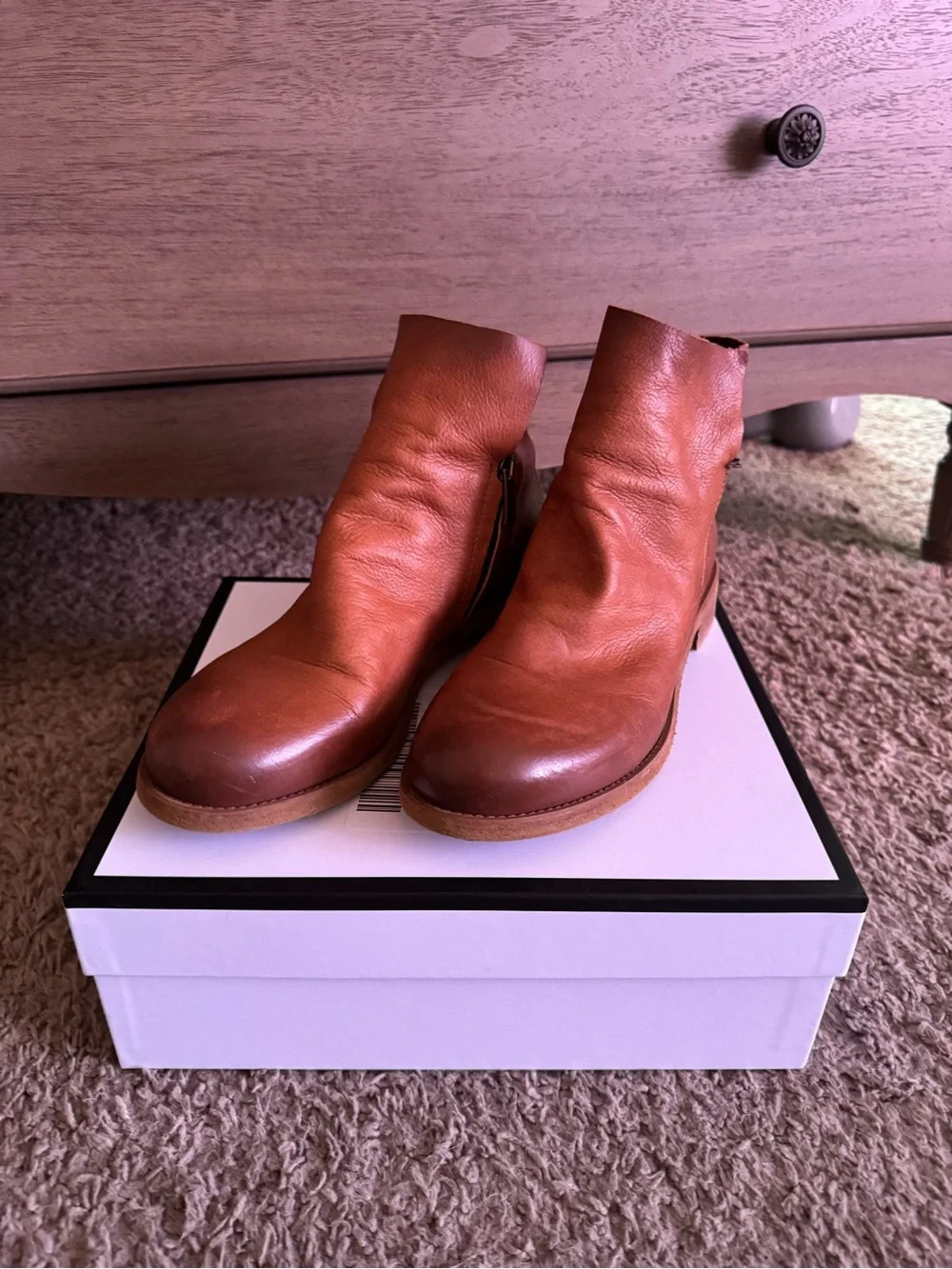 Steve Madden Cognac Leather Ankle Booties